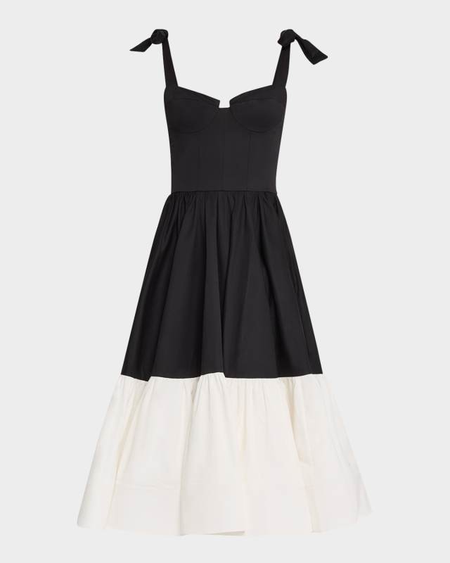 Catalina Two-Tone Sweetheart Midi Dress